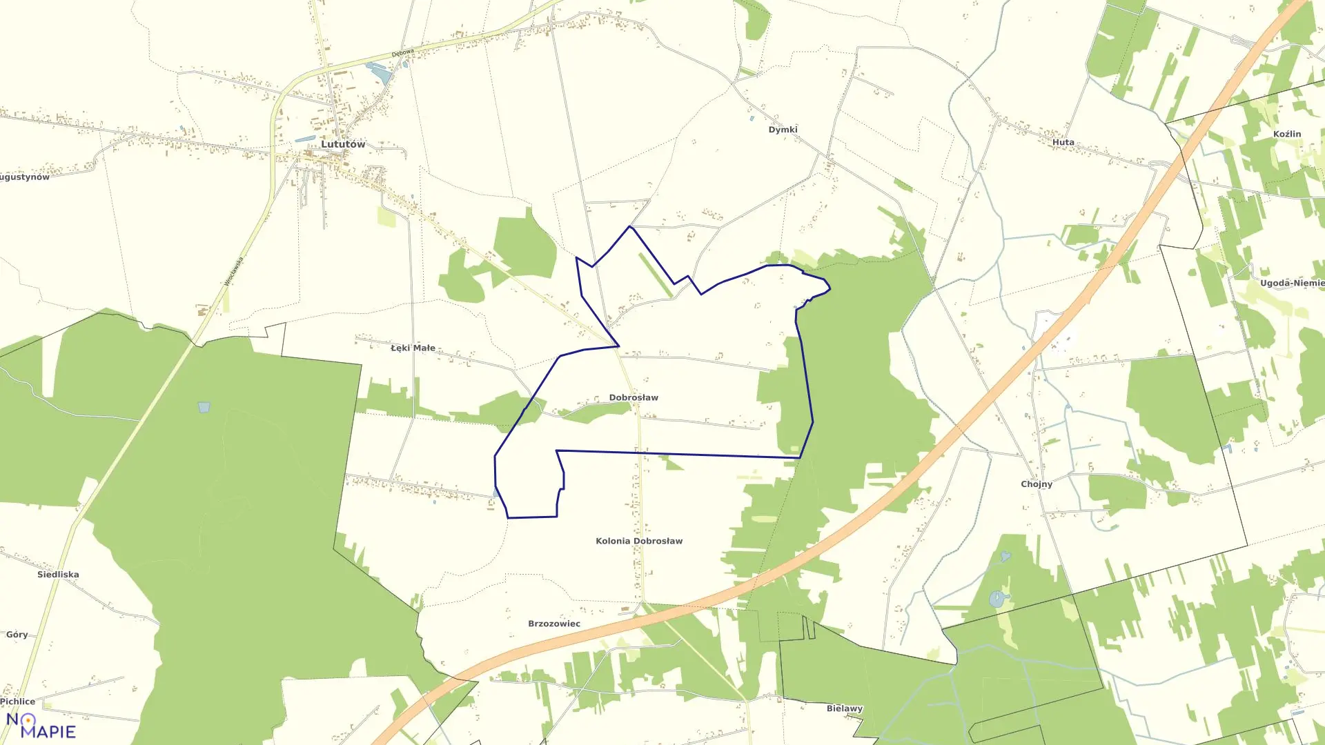 Mapa obrębu DOBROSŁAW-HIPOLITY w gminie Lututów