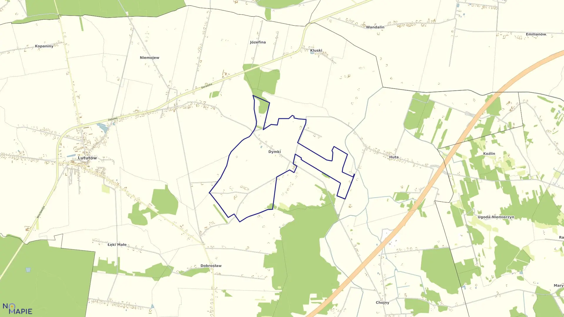 Mapa obrębu DYMKI KIJANICE FOLWARK w gminie Lututów