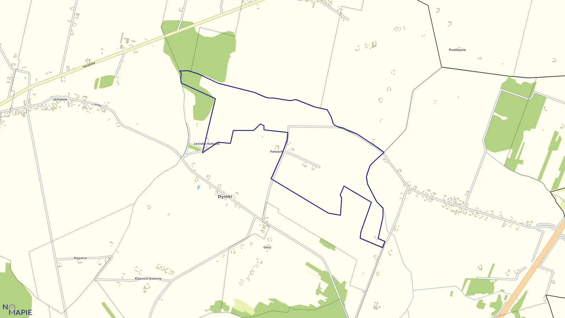 Mapa obrębu KOLONIA DYMKI LESISKO w gminie Lututów